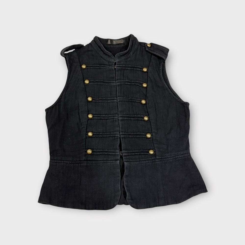 Vintage Y2K Black Military-Style Utility Vest – Size S